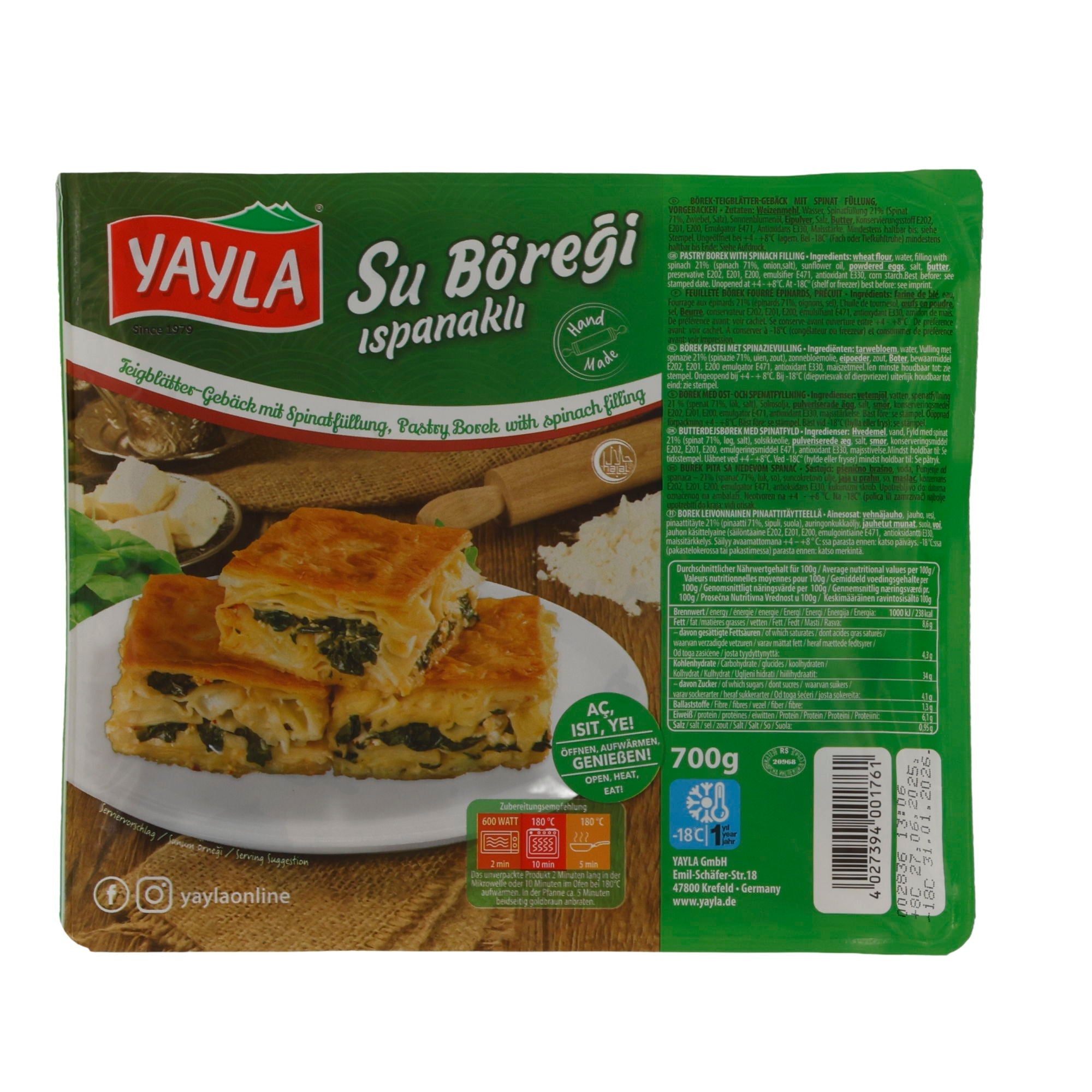 Börek Yayla | Su Böreği Ispanaklı | Traditionell, Spinatfüllung | 700 g YAYLA